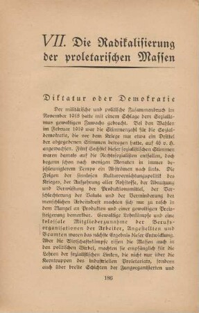 VII. Die Radikalisierung der proletarischen Massen