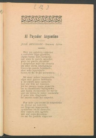 Al payador argentino