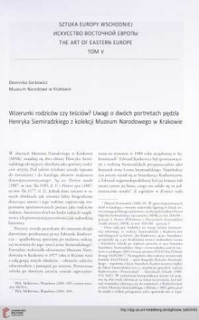 Wizerunki rodziców czy teściów? Uwagi o dwóch portretach pędzla Henryka Siemiradzkiego z kolekcji Muzeum Narodowego w Krakowie