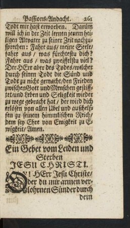 Ein Gebet vom Leiden und Sterben Jesu Christi.