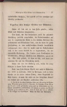 Digression über Königin Christine von Schweden.