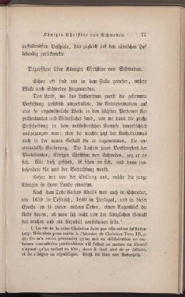 Digression über Königin Christine von Schweden.