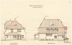 Einfamilienwohnhaus, Berlin-Nikolassee: Aufriss Nordansicht, Westansicht (ohne Maßstab)