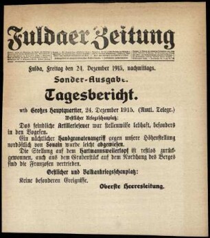 Ausgabe vom Freitag, den 24. Dezember 1915.