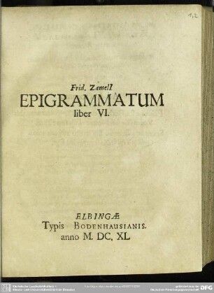 Epigrammatum liber VI.