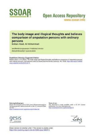 The body image and illogical thoughts and believes comparison of amputation persons with ordinary persons
