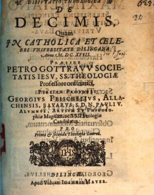 Dispvtatio Theologica De Decimis