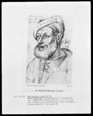 Karlsruher Skizzenbuch — Brustbild des Markgrafen Christoph von Baden, Folio 12verso