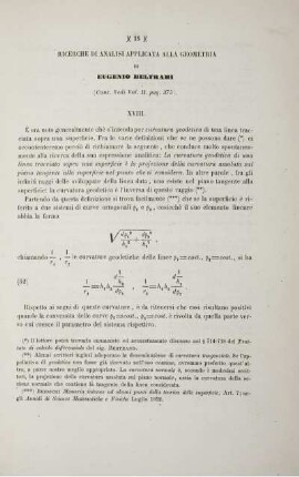 Ricerche di analisi applicata alle geometria (Cont. Vedi Vol. II pag. 375).