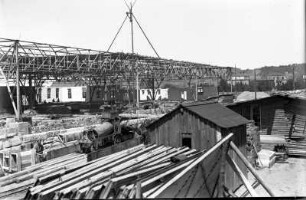 Radebeul-Kötzschenbroda, Fabrikstraße 27 (?). Elektroarmaturenwerk JWH. Neubau einer Werkhalle. Ansicht über das Werksgelände (Teilansicht)