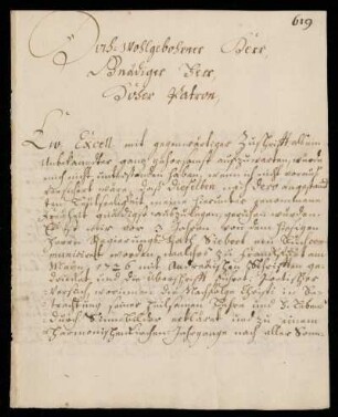 Brief von Johann Wendelin Glaser an Johann Friedrich von Uffenbach, Wertheim, 1.10.1749