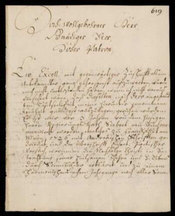 Brief von Johann Wendelin Glaser an Johann Friedrich von Uffenbach, Wertheim, 1.10.1749