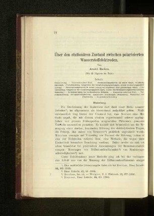 Über den stationären Zustand zwischen polarisierten Wasserstoffelektroden.