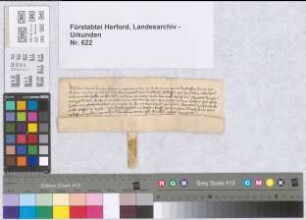 Lehensrevers des Knappen Johann Nevel für die Äbtissin von Herford über sein Lehengut.