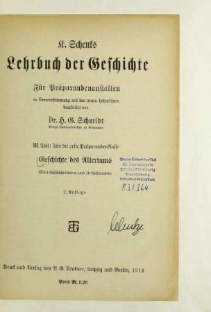 Teil 3: Geschichte des Altertums : in Übereinstimmung mit den neuen Lehrplänen