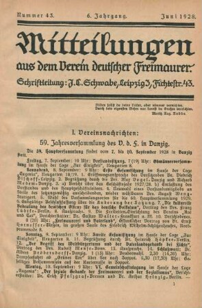 Nummer 43. 6. Jahrgang. Juni 1928.
