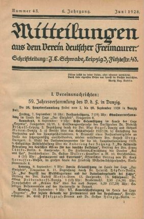 Nummer 43. 6. Jahrgang. Juni 1928.