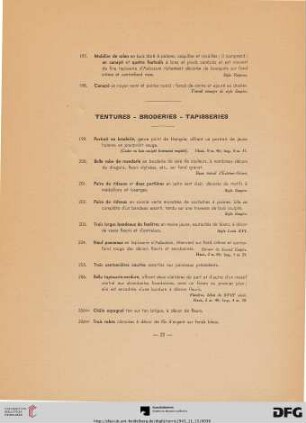 Tentures – Broderies – Tapisseries (NR. 199-206)