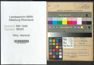 Entnazifizierung Heinrich Wirz , geb. 24.09.1920 (Arbeiter)