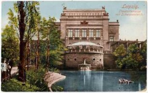 Leipzig. Theaterterrasse mit Schwanenteich