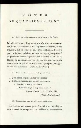 Notes du Quatriéme Chant.