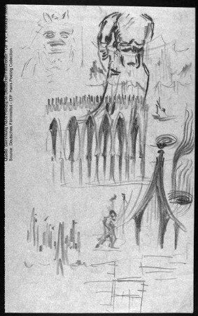 Skizze zu "Lebende Buddhas" (1923-1925)