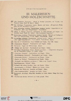 III. Malereien und Holzschnitte (Nr. 69-129)
