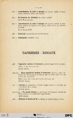 Tapisseries - Rideaux (Nr. 268-276)