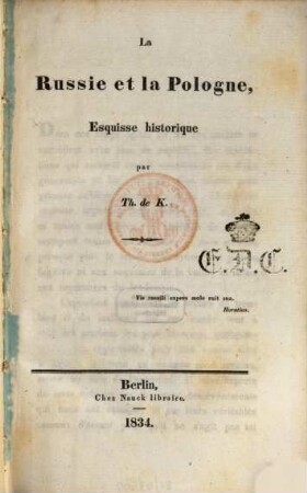 La Russie et la Pologne : esquisse historique