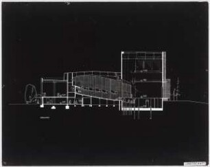 Stadttheater (später: Heinz-Hilpert-Theater), Lünen: Längsschnitt (Ausstellungstafel der »Prague Quadrennial of the Theatre Design and Architecture« 1967)