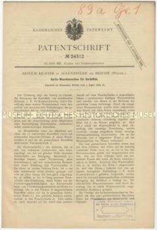 Patentschrift einer Spritz-Waschmaschine für Kartoffeln, Patent-Nr. 24312