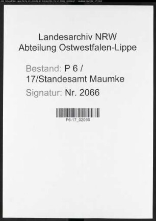 Sterberegister Standesamt Maumke
