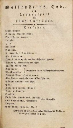 Wallenstein : ein dramatisches Gedicht, 2. [Wallensteins Tod]