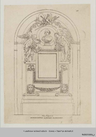 Grabmäler der Certosa von Bologna : Grabmal für Gaetano Gandolfi, ausgeführt von Giovan Battista Callegari, Giovanni Putti, Mauro und Democrito Gandolfi und Giacomo de Maria di Bologna