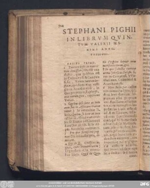 Stephani Pighii In Librum Quintum Valerii Maximi Annotationes.