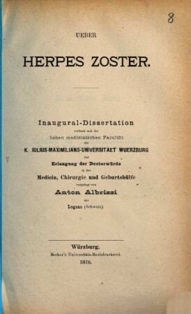 Ueber Herpes Zoster
