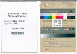 Entnazifizierung Alex Cohnen , geb. 07.12.1907 (Zahnarzt)