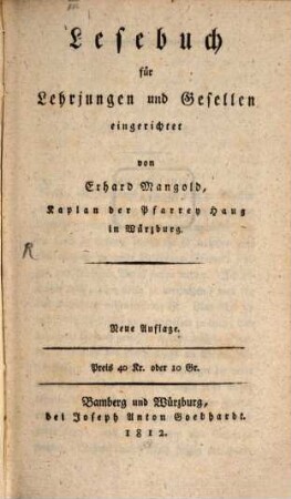 Lesebuch für Lehrjungen und Gesellen