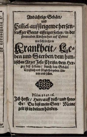 Gebätt in Krankheit Leben und sterben