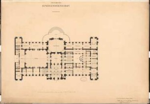 Vereinshaus der Berliner Künstler Schinkelwettbewerb 1880: Grundriss Erdgeschoss; Maßstabsleiste