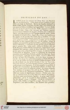 Privilège du Roy