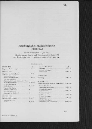 VI. Hamburgisches Hochschulgesetz (HmbHG)