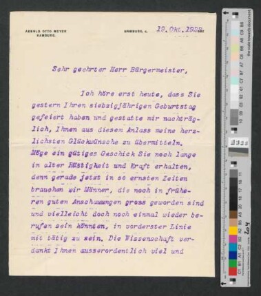 Brief an Werner von Melle