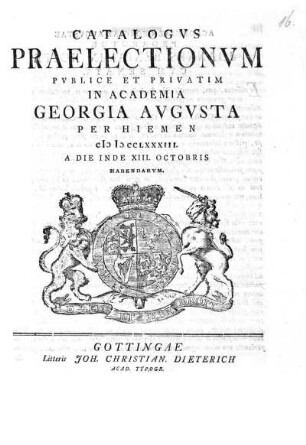 WS 1783: Catalogus praelectionum publice et privatim in Academia Georgia Augusta ... habendarum