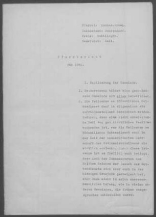 Haubersbronn: Pfarrbericht 1945