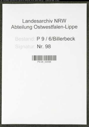 Sterberegister Standesamt Billerbeck