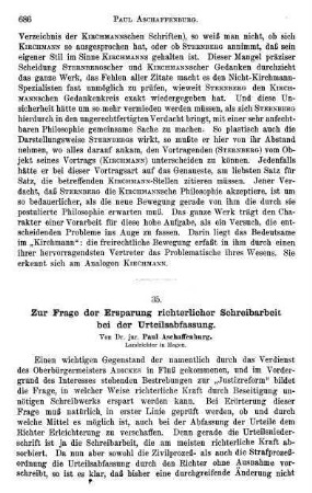 686-692, Zur Frage der Ersparung richterlicher Schreibarbeit bei der Urteilsabfassung