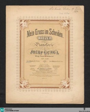 Mein Gruss im Scheiden : Walzer für Pianoforte zu 2 Händen; op. 340