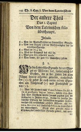 Das I. Capitel Von dem Lateinischen stilo überhaupt.