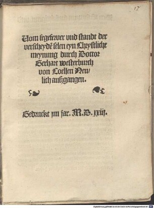 Vom fegefewer und standt der verscheyde[n] selen eyn Chrystliche meynung